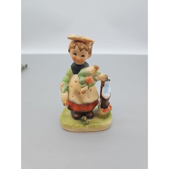 Vintage Arnart 5th Ave Hand Painted Figurine Girl With Corn Erich 18541 Signed - Picture 1 of 6